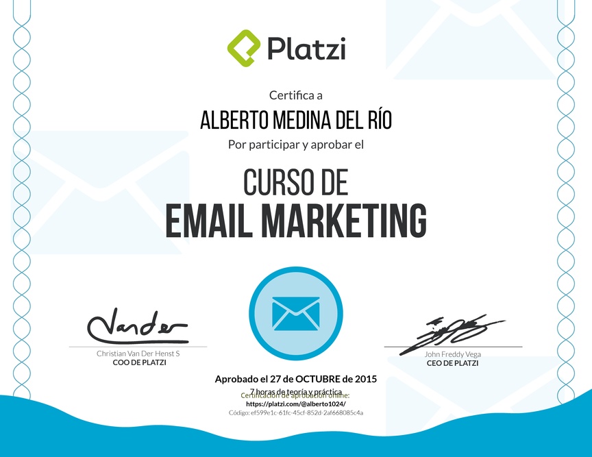 Diploma del Curso de Email Marketing 2015