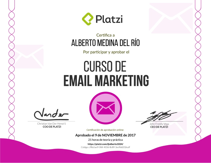 Diploma del Curso de Email Marketing