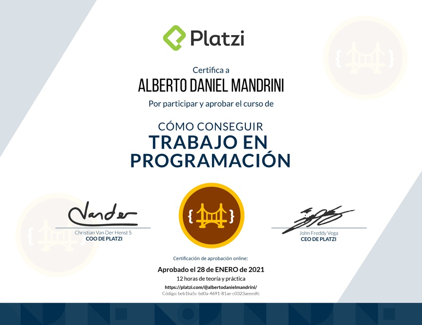 Diploma de Cómo Conseguir Trabajo en Programación