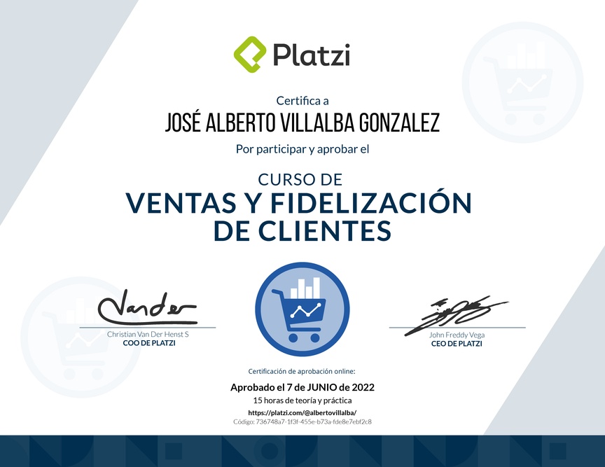 Diploma del Curso de Ventas y Fidelización de Clientes con Buyer Journey