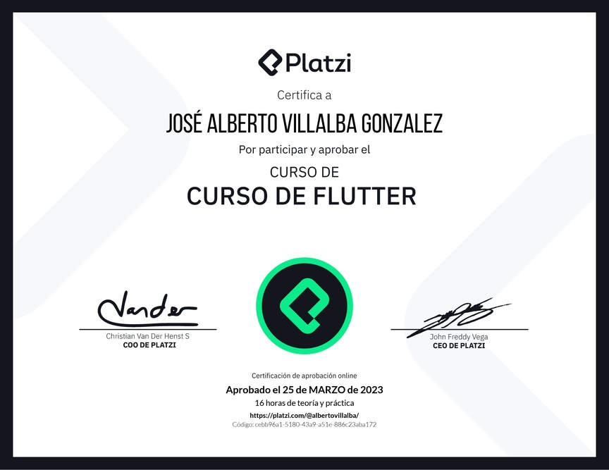 Diploma del Curso de Flutter