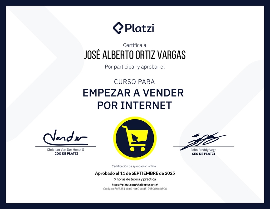 Diploma del Curso para Empezar a Vender por Internet
