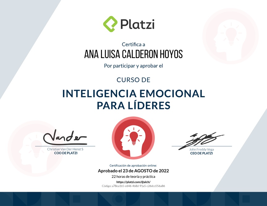 Diploma del Curso de Inteligencia Emocional para Líderes