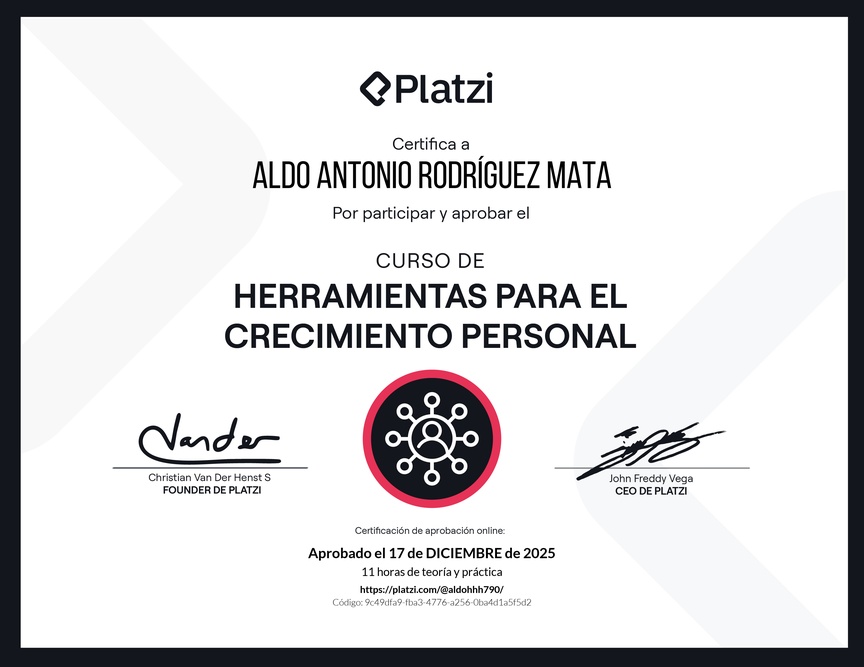Diploma del Curso de Herramientas para el Crecimiento Personal