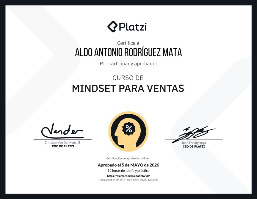 Diploma de Mindset para Ventas
