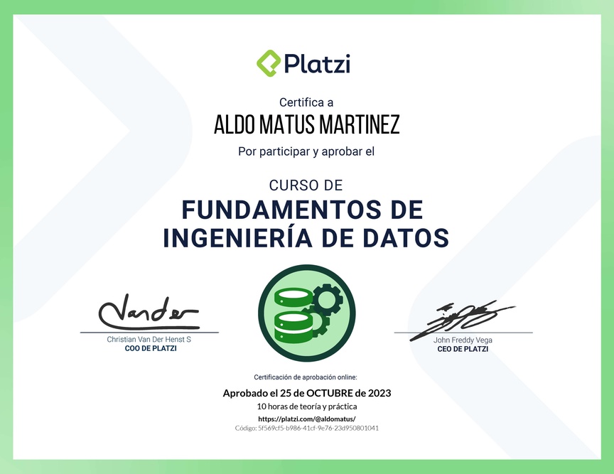 Diploma del Curso de Fundamentos de Ingeniería de Datos