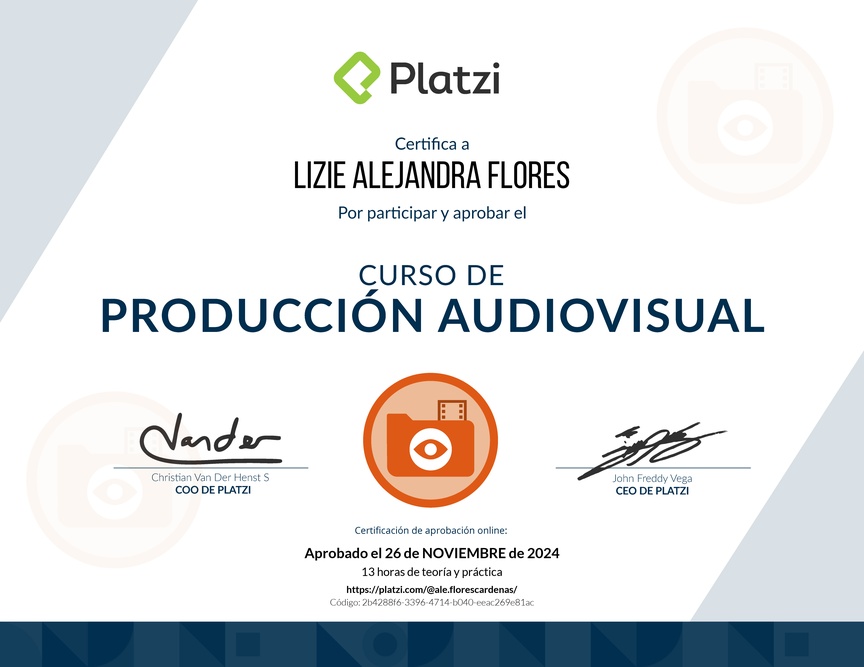 Diploma del Curso de Introducción a la Producción Audiovisual