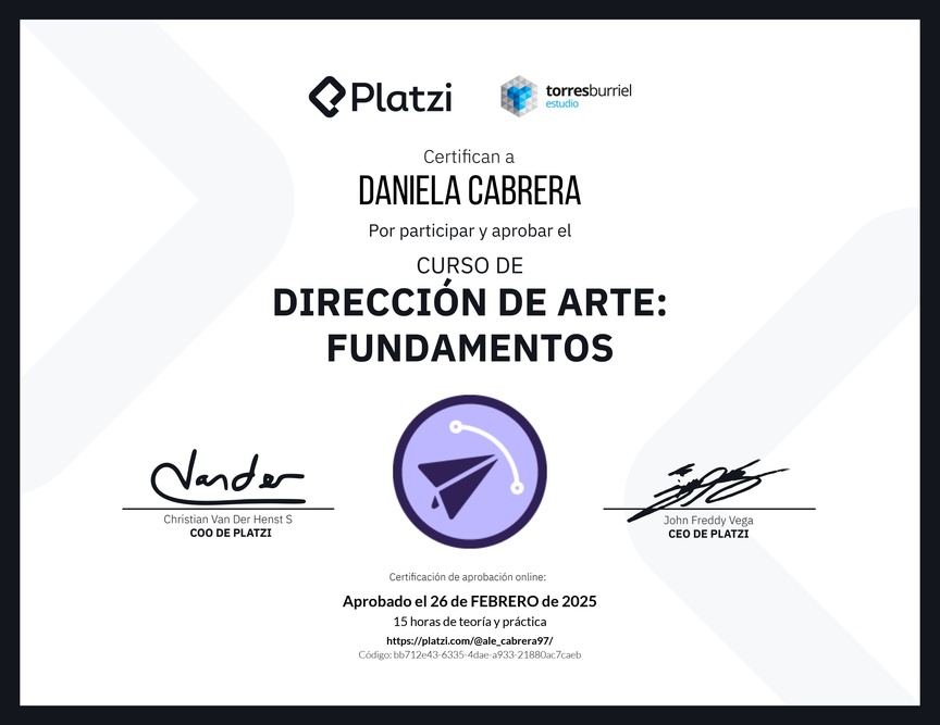Diploma del Curso de Dirección de Arte: Fundamentos