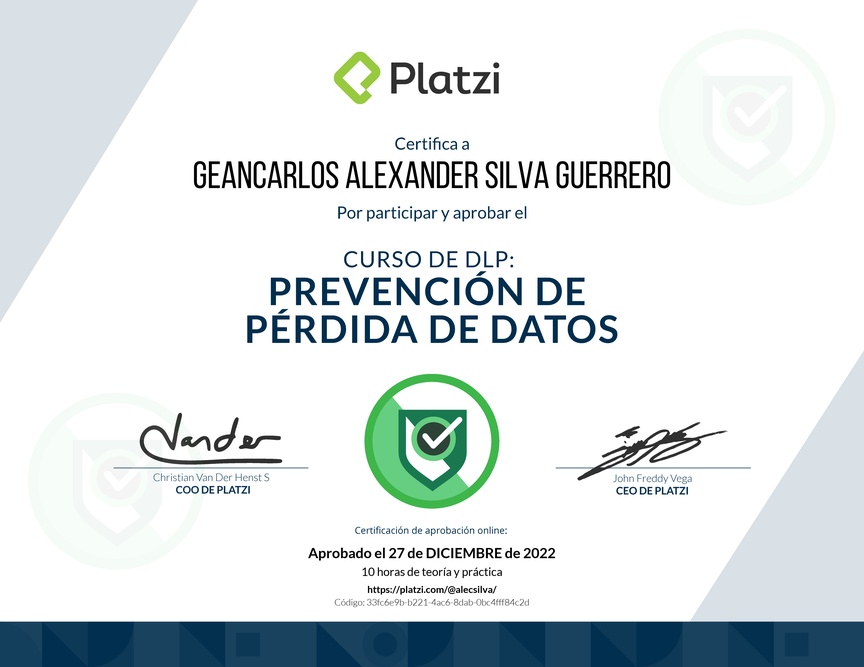 Diploma del Curso de DLP: Prevención de Pérdida de Datos