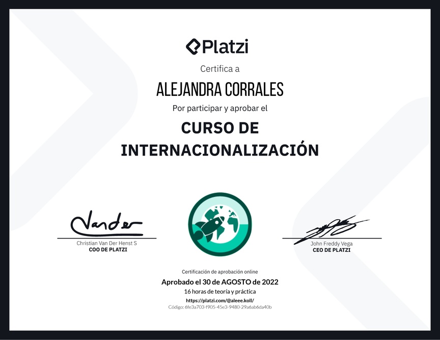 Diploma del Curso de Internacionalización