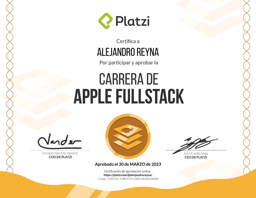 Diploma de la Ruta de Aprendizaje de Desarrollo de Aplicaciones iOS