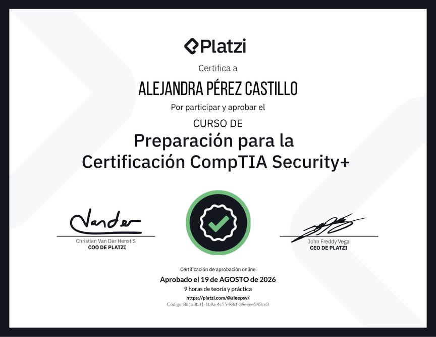 Diploma del Curso de Preparación para la Certificación CompTIA Security+