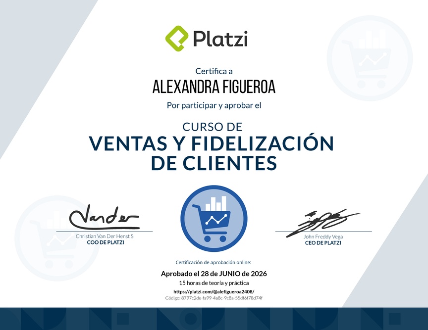 Diploma del Curso de Ventas y Fidelización de Clientes con Buyer Journey