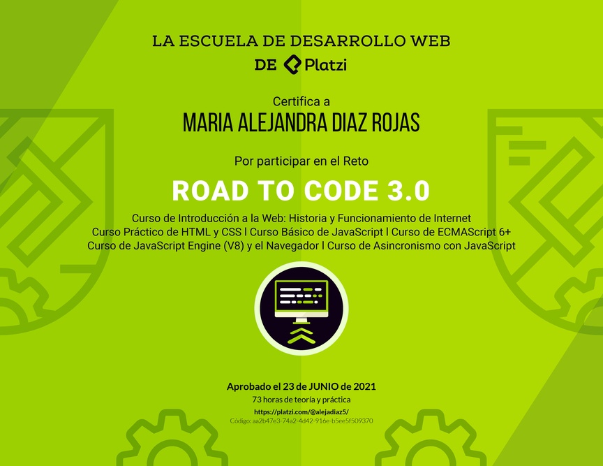 Diploma de Road to Code 3.0