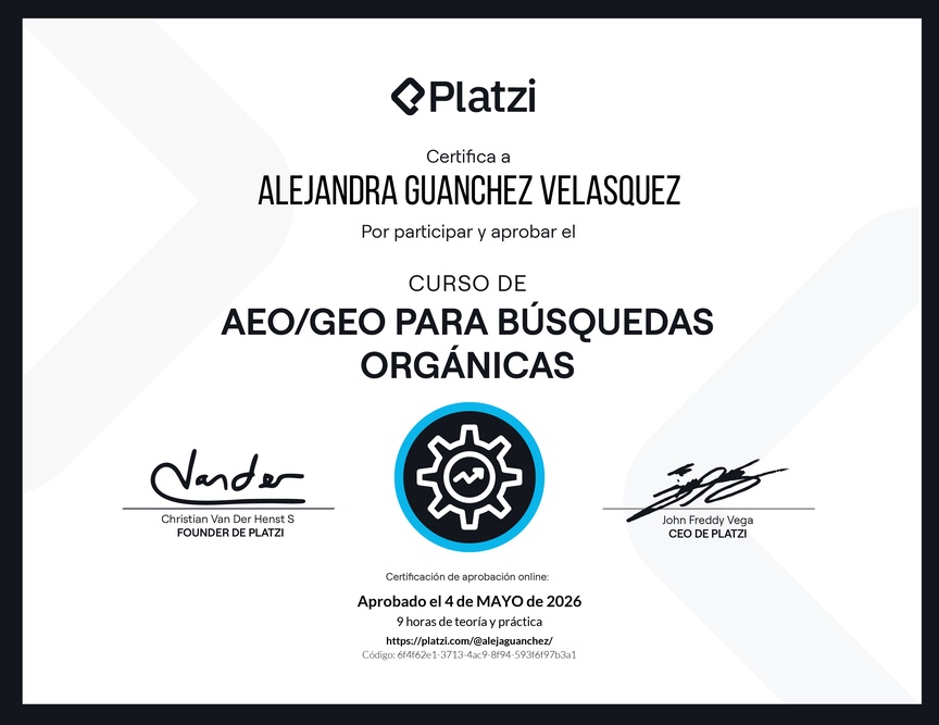 Diploma del Curso de AEO/GEO para Búsquedas Orgánicas