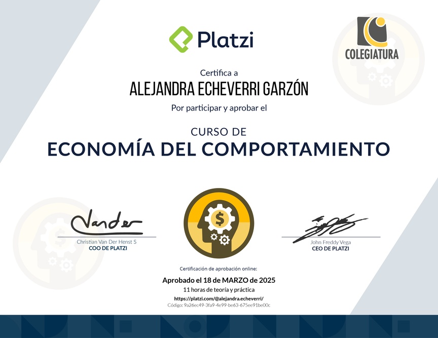 Diploma del Curso de Economía del Comportamiento