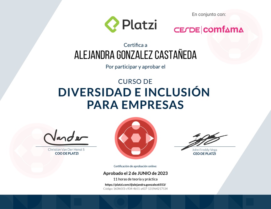 Diploma de Audiocurso de Diversidad de Género para Empresas