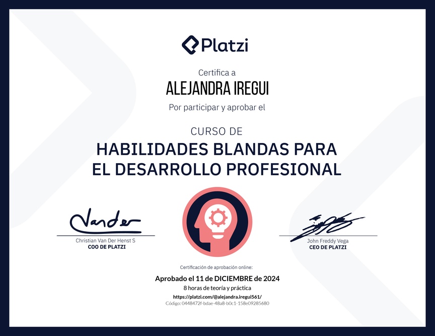 Diploma del Curso de Habilidades Blandas para el Desarrollo Profesional