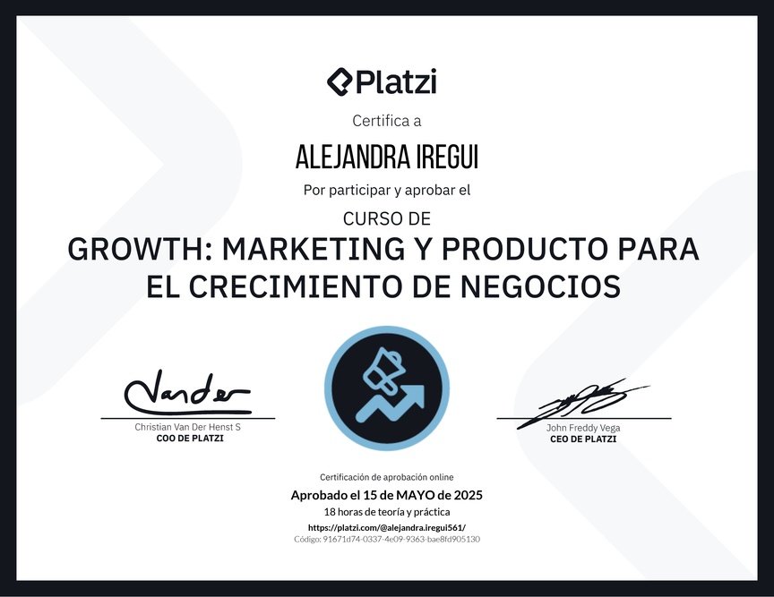 Diploma del Curso de Growth: Marketing y Producto para el Crecimiento de Negocios