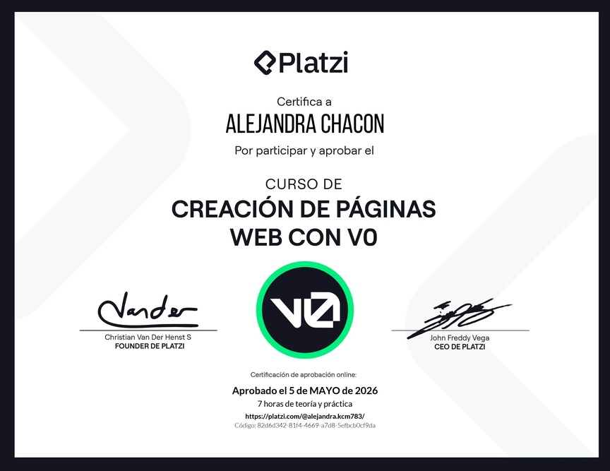 Diploma del Curso de Creación de Páginas Web con v0