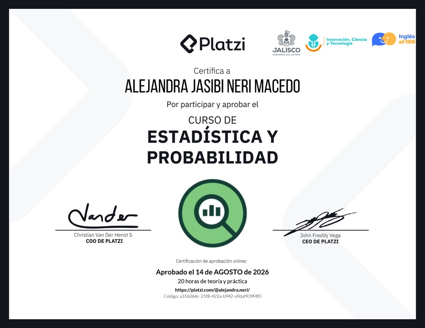 Diploma del Curso de Estadística y Probabilidad