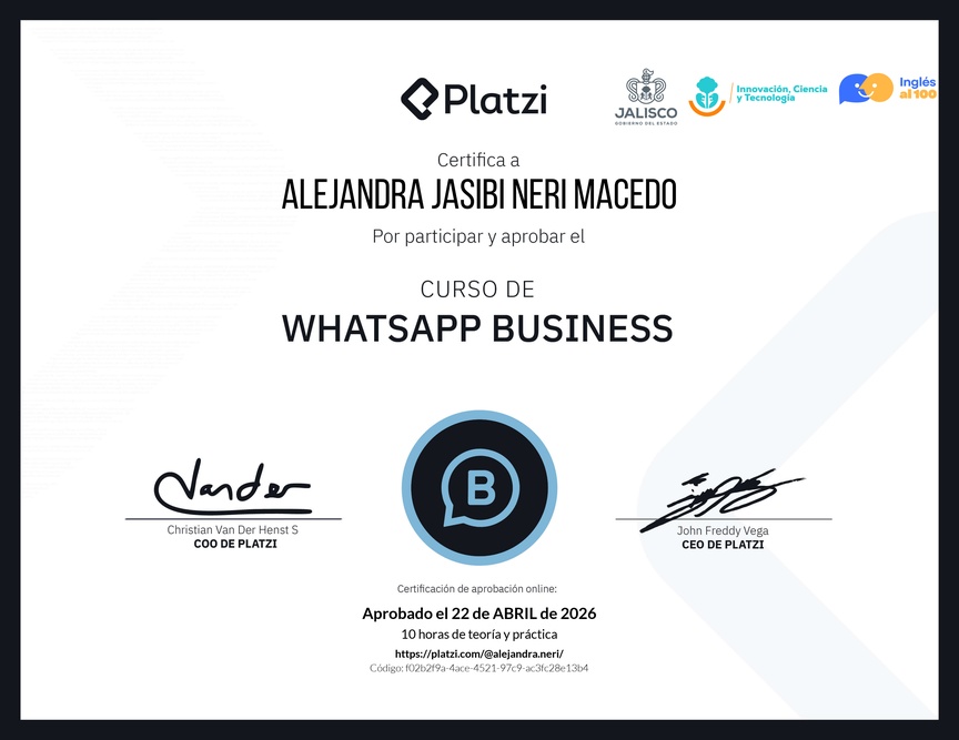 Diploma del Curso de Whatsapp Business