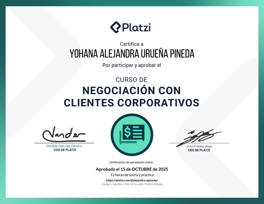 Diploma del Curso para Negociar con Clientes Corporativos