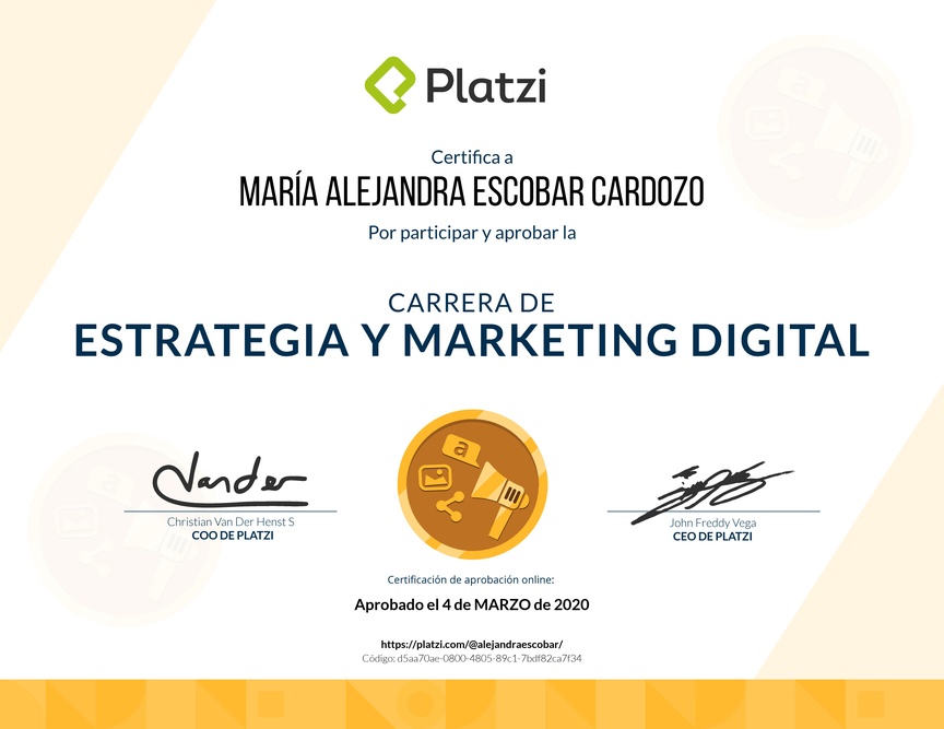 Diploma de la Ruta de Aprendizaje de Marketing Digital y Estrategia Online