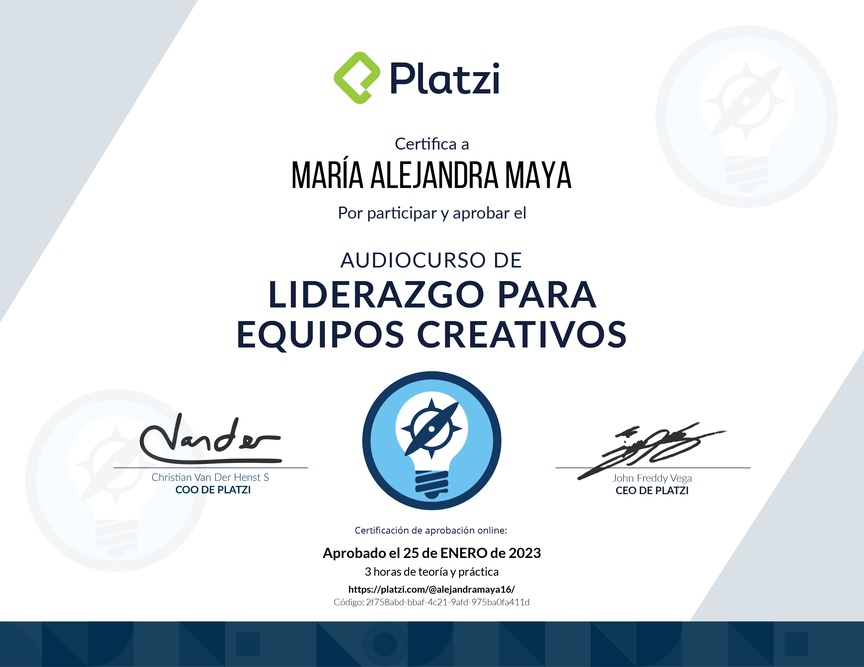 Diploma de Audiocurso de Liderazgo para Equipos Creativos