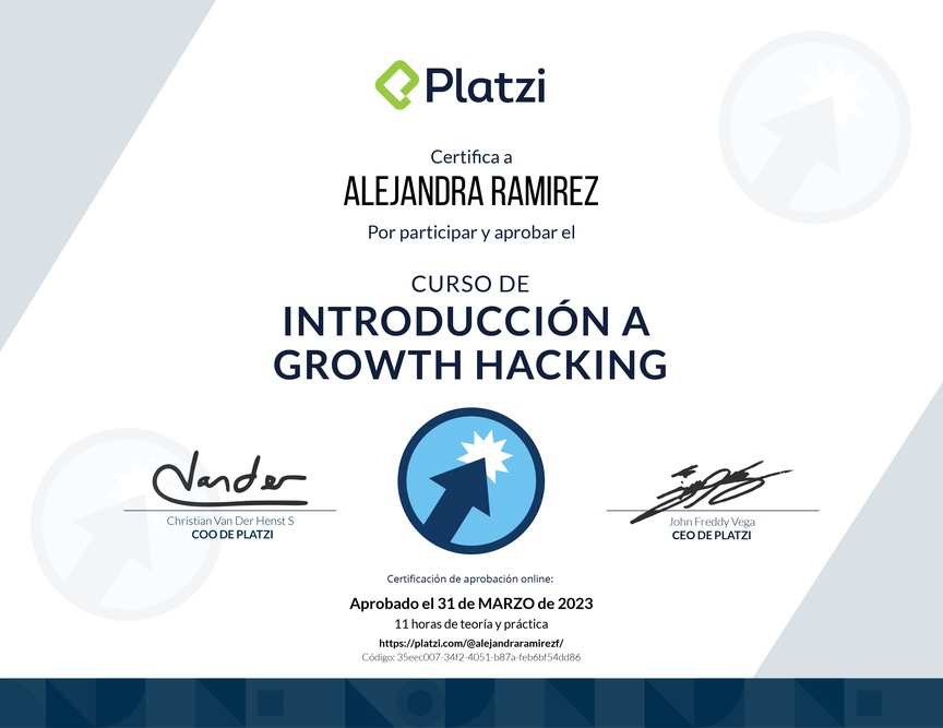 Diploma del Curso de Introducción a Growth Hacking