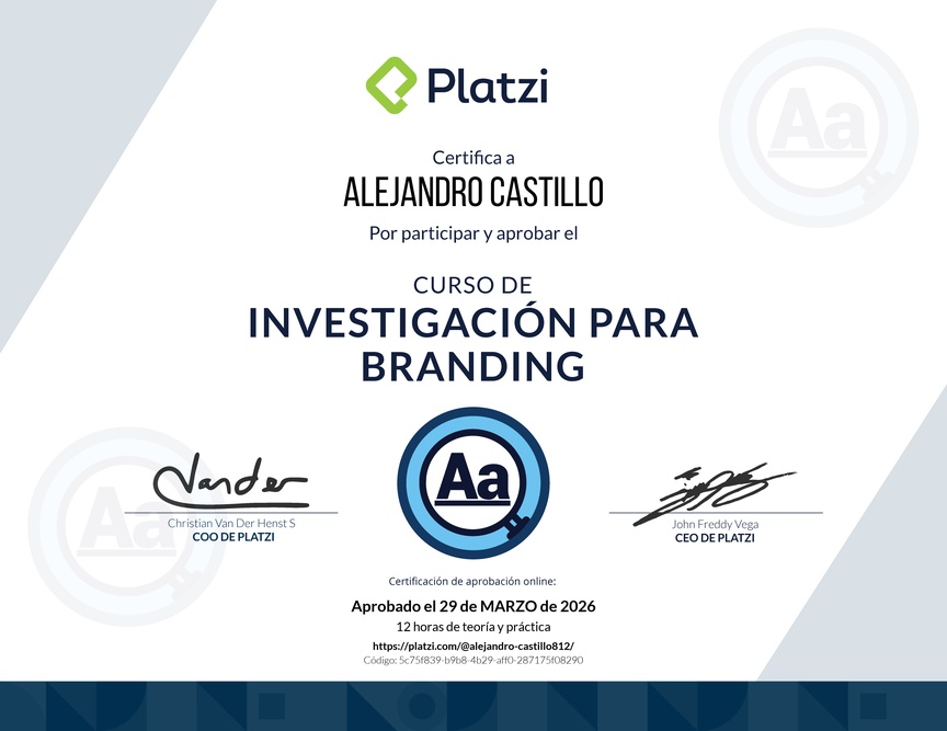 Diploma del Curso de Investigación para Branding