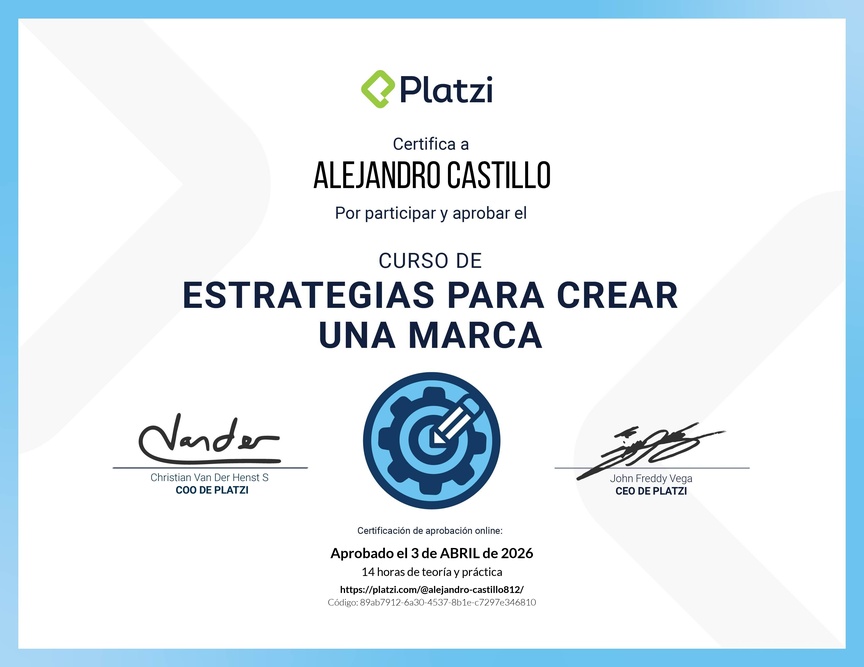 Diploma del Curso de Estrategias para Crear una Marca