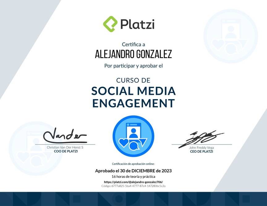 Diploma del Curso de Estrategias de Interacción para Redes Sociales