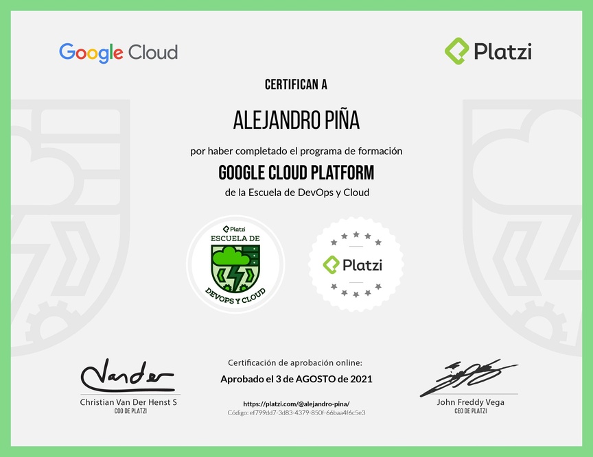 Diploma de la Ruta de Aprendizaje de Google Cloud Platform