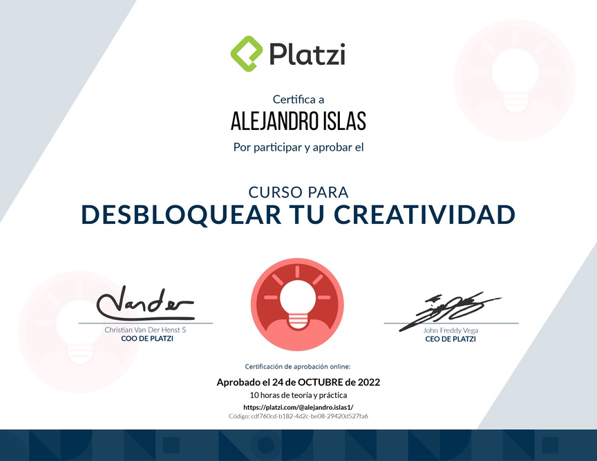 Diploma de Audiocurso de Desarrollo de Creatividad para tu Vida Profesional