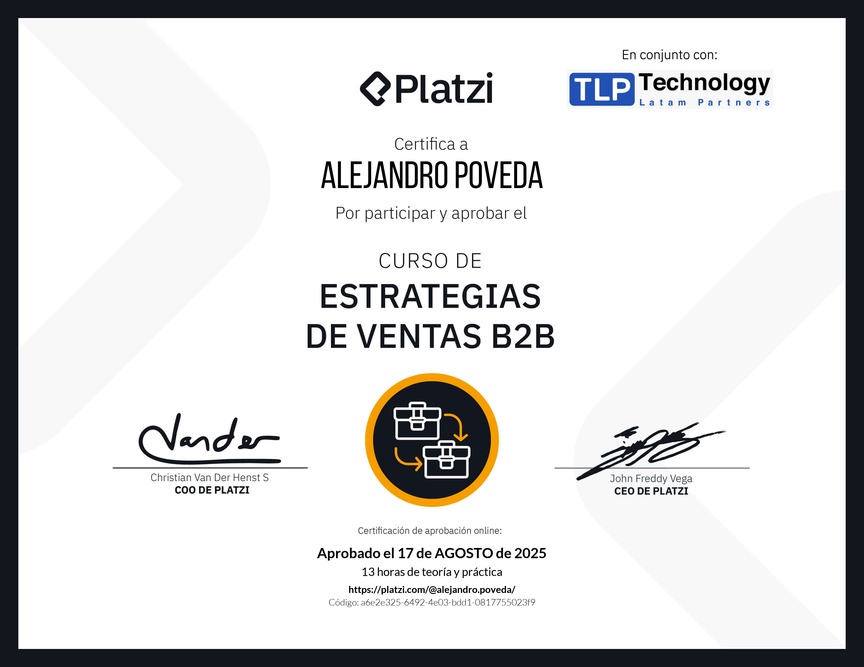 Diploma del Curso de Estrategias de Ventas B2B