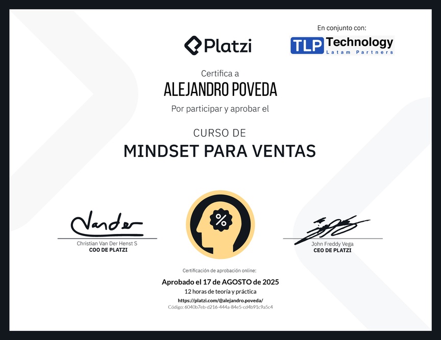 Diploma de Mindset para Ventas