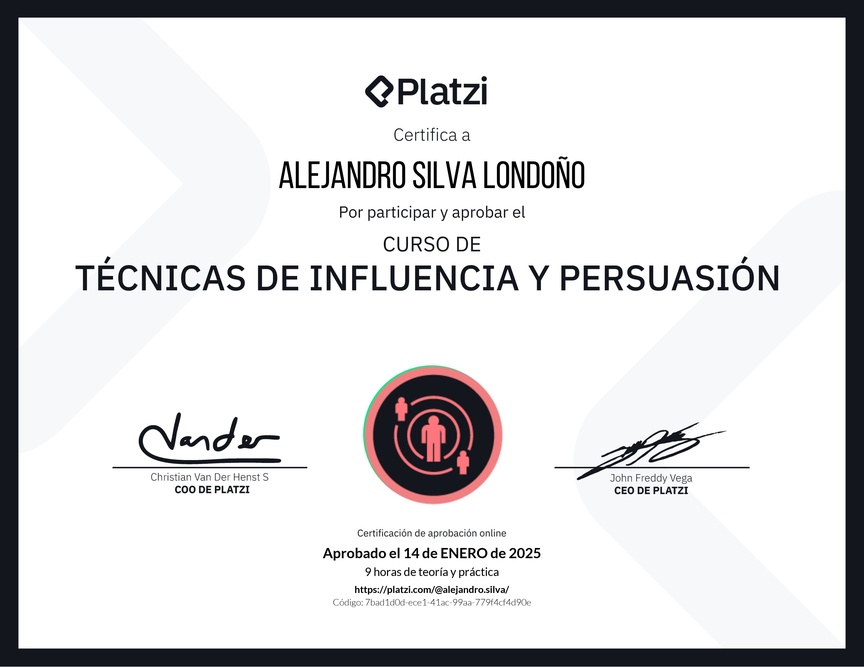 Diploma del Curso de Técnicas de Influencia y Persuasión