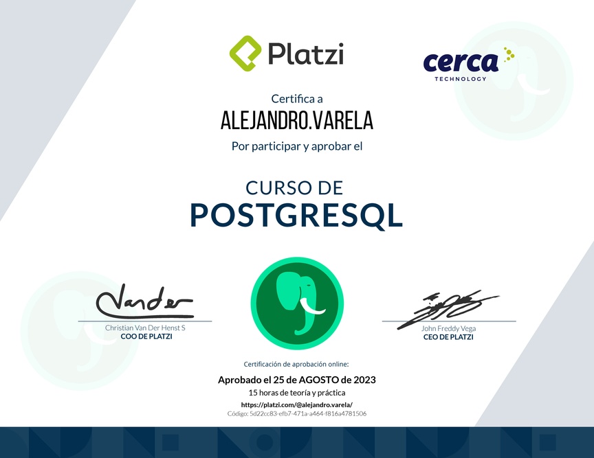 Diploma del Curso de PostgreSQL