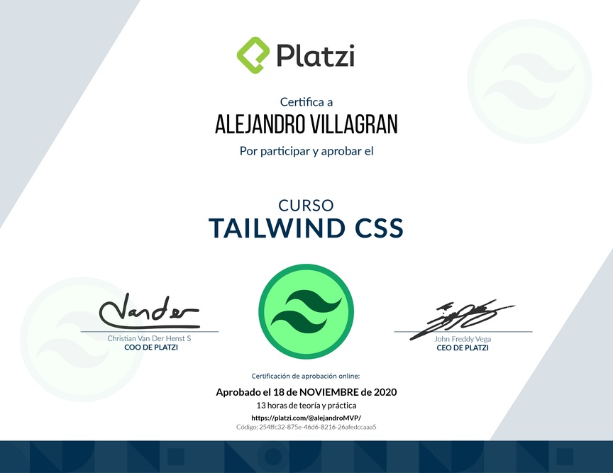 Diploma del Curso de Tailwind CSS 1