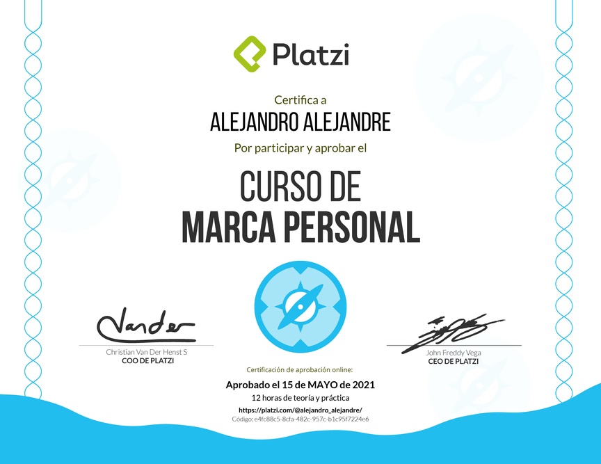 Diploma del Curso Gratis de Marca Personal 2018