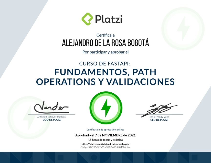 Diploma del Curso de FastAPI: Fundamentos, Path Operations y Validaciones