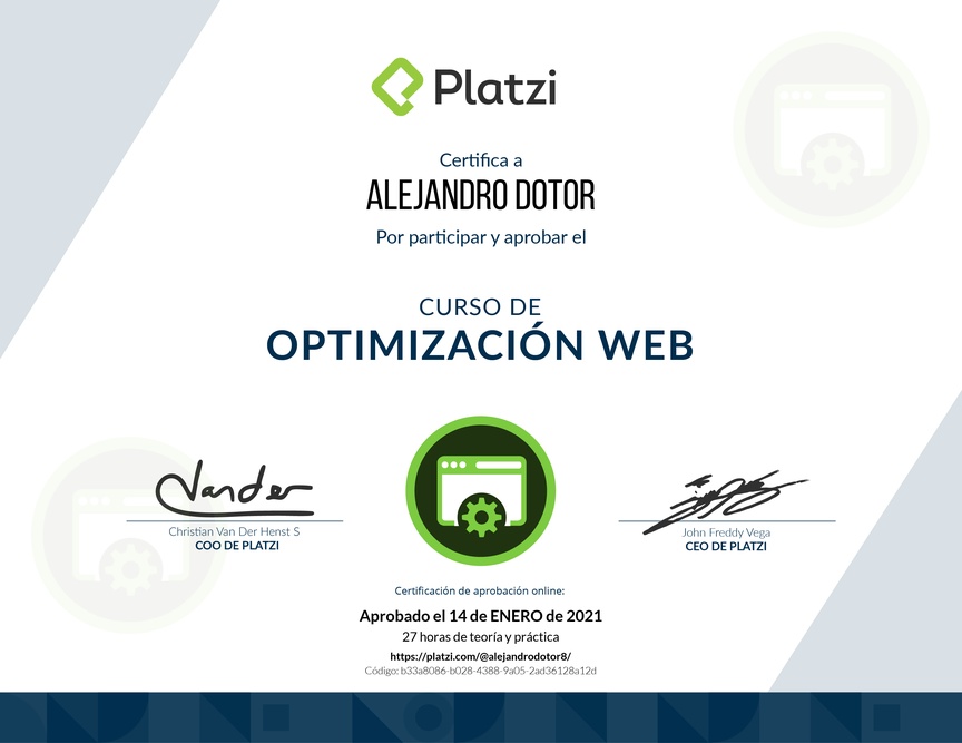 Diploma del Curso de Optimización Web
