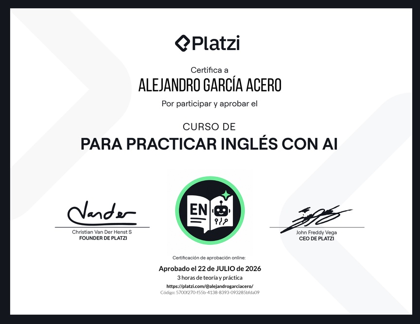 Diploma del Curso para Practicar Inglés con AI