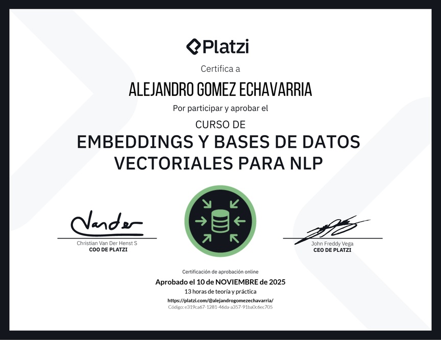 Diploma del Curso de Embeddings y Bases de Datos Vectoriales para NLP