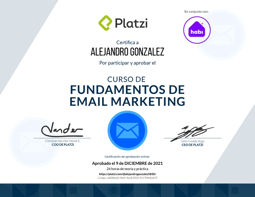 Diploma del Curso de Creación y Gestión de Campañas de E-mail Marketing