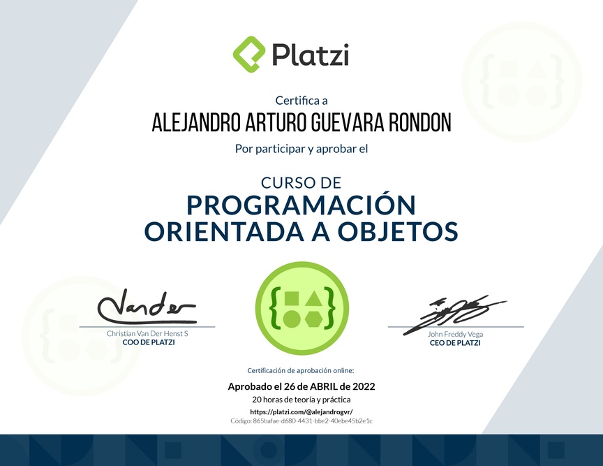 Diploma del Curso de Programación Orientada a Objetos: POO