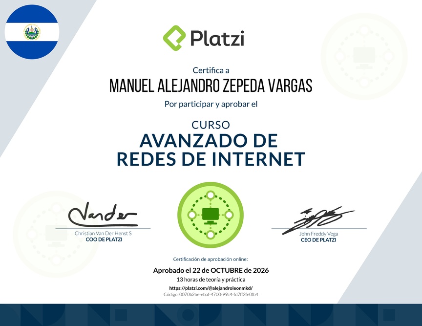 Diploma del Curso de Redes de Internet - Profesional