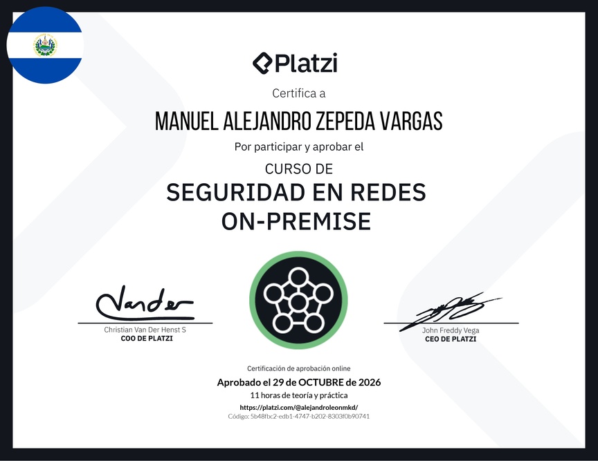 Diploma del Curso de Seguridad de Redes On-Premise
