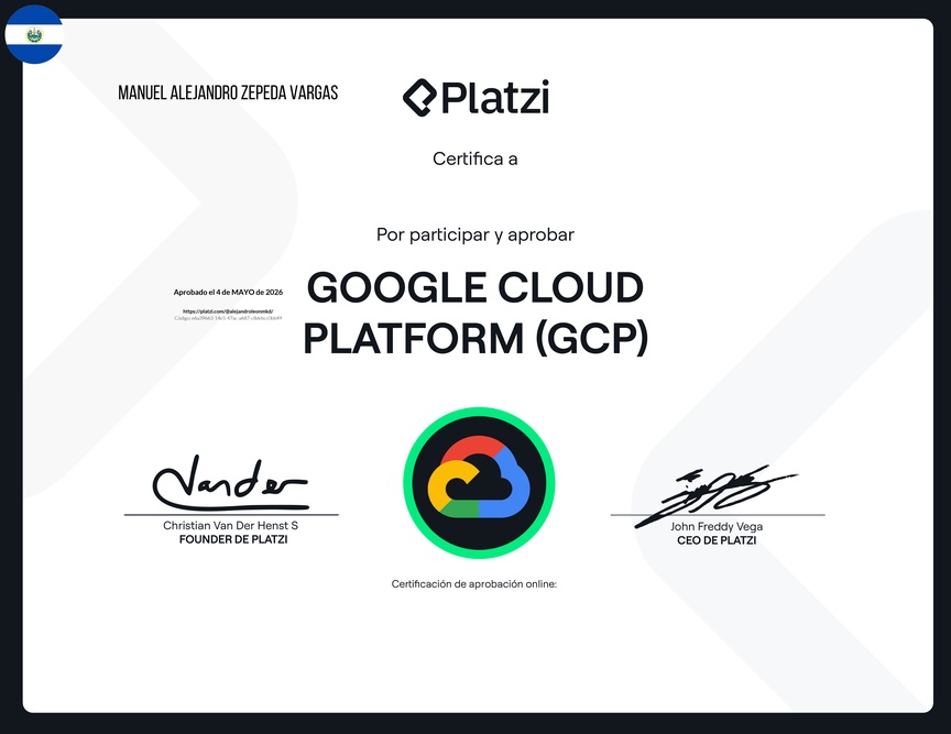 Diploma de la Ruta de Aprendizaje de Google Cloud Platform (GCP)